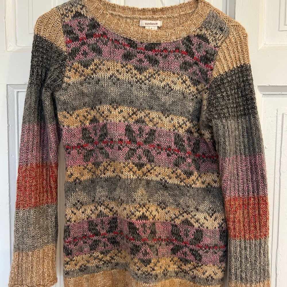 Sundance Geo-Print Knit Sweater, Size Small